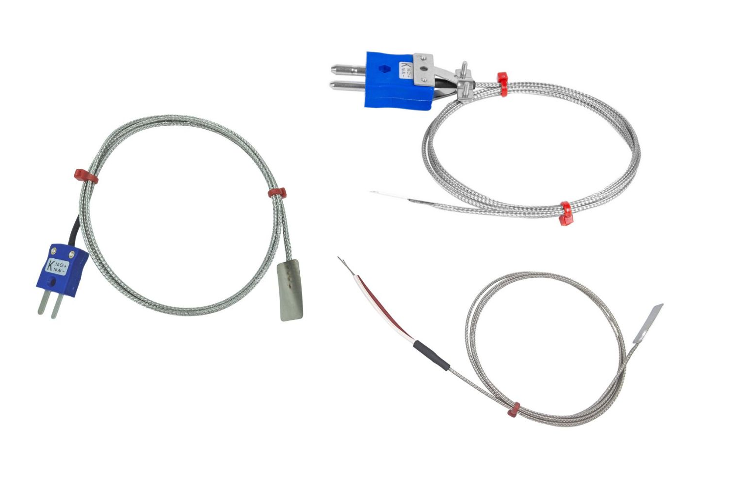 Thermocouple  lames, cble isol en fibre de verre avec sur-tresse en acier inoxydable