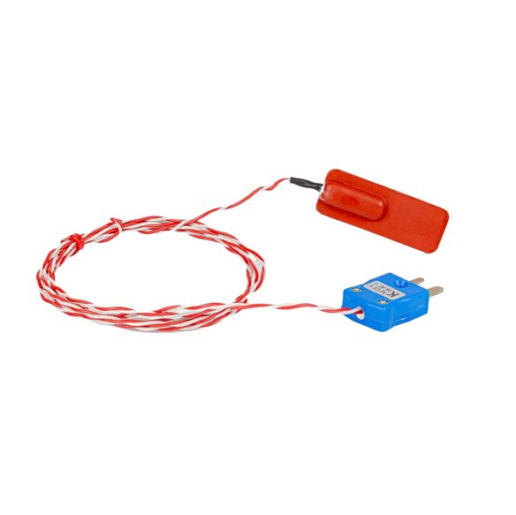 Thermocouple patch en caoutchouc de silicone, PFA double torsad, type K JIS avec terminaison de prise miniature