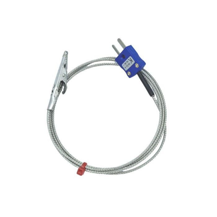 Thermocouple  pince crocodile avec cble surtress en acier inoxydable en fibre de verre