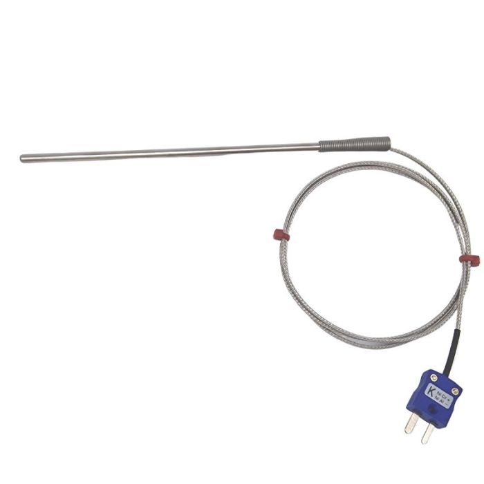 Sonde thermocouple  usage gnral, cble isol en fibre de verre avec sur-tresse en acier inoxydable - Type K JIS avec terminaison de fiche miniature