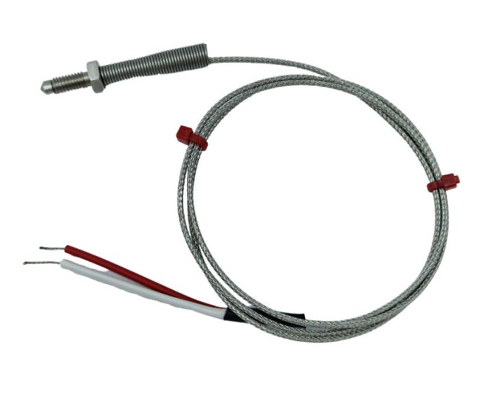 Thermocouple de buse, cble isol en fibre de verre avec sur-tresse en acier inoxydable - Type K JIS avec terminaison  queue nue