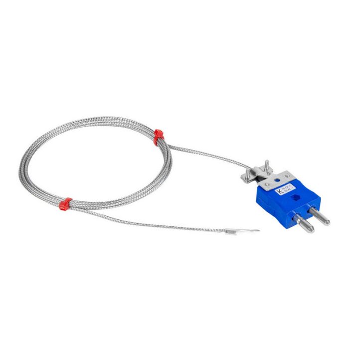 Thermocouple  rondelle, cble isol en fibre de verre avec sur-tresse en acier inoxydable - Type K JIS avec terminaison de fiche standard