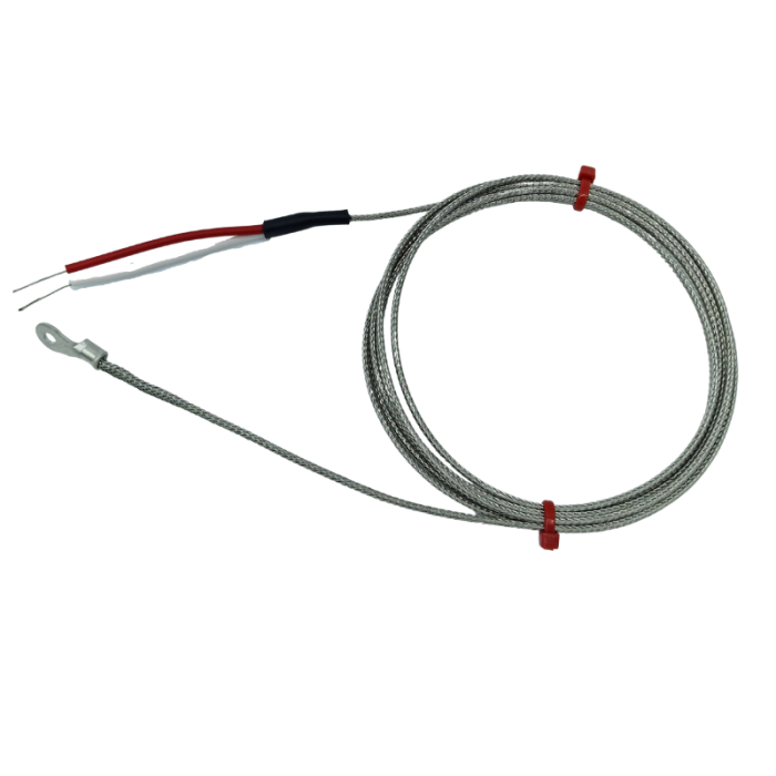 Thermocouple  rondelle, cble isol en fibre de verre avec sur-tresse en acier inoxydable - Type K JIS avec terminaison  queues nues