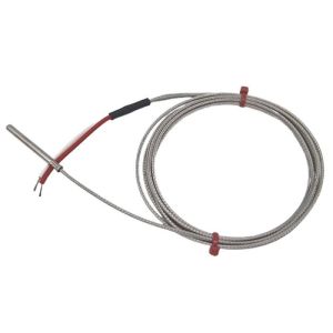 Thermocouple fabriqu en acier inoxydable, cble surtress en acier inoxydable en fibre de verre - Type K JIS - 3,18 mm de diamtre x 13 mm de longueur