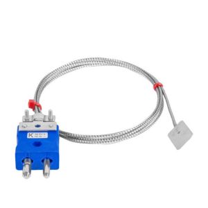 Thermocouple  lames, cble isol en fibre de verre avec sur-tresse en acier inoxydable - Type K JIS avec terminaison de fiche standard - Longueur de 5 m