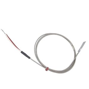 Thermocouple  lames, cble isol en fibre de verre avec sur-tresse en acier inoxydable - Type K JIS avec terminaison  queues nues - longueur 2 m