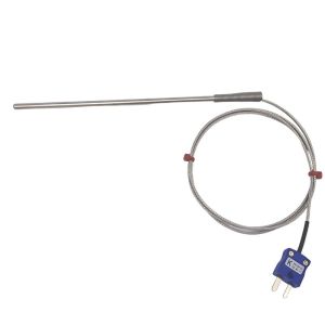 Sonde thermocouple  usage gnral, cble isol en fibre de verre avec sur-tresse en acier inoxydable - Type K JIS avec terminaison de fiche miniature - Longueur de 1 m