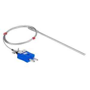 Sonde thermocouple  usage gnral, cble isol en fibre de verre avec surtresse en acier inoxydable - Type K JIS avec terminaison de fiche standard - Longueur de 1 m