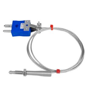 Thermocouple de buse, cble isol en fibre de verre avec sur-tresse en acier inoxydable - Type K JIS avec terminaison de prise standard - Longueur de 5 m